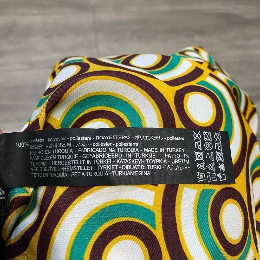 Zara Boho Sarong Skirt Size M Geometric Retro Circle Print Pareo Midi Multicolor - Picture 12 of 12